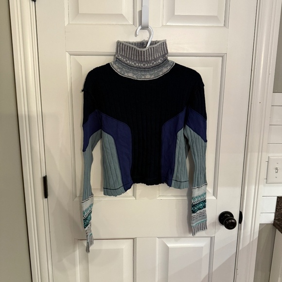 Free People Navy and Gray Cowl Neck Sweater - Picture 4 of 8